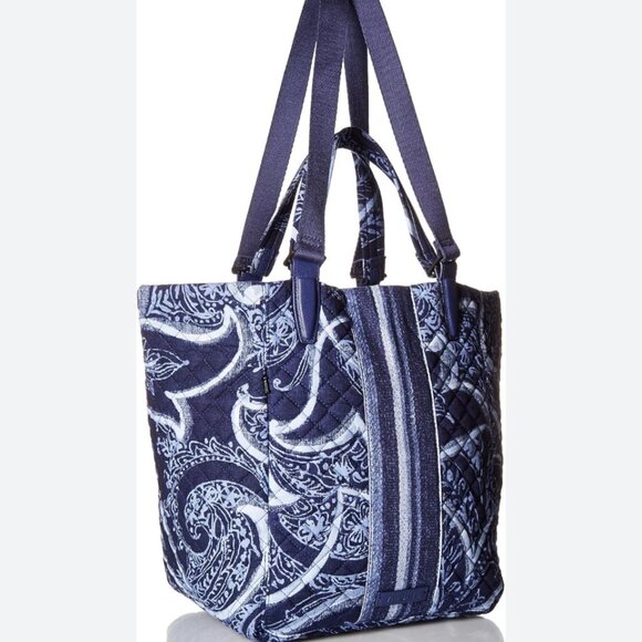 Vera Bradley Change It Up Tote Blue Paisley Shoulder Bag Purse - Picture 2 of 11